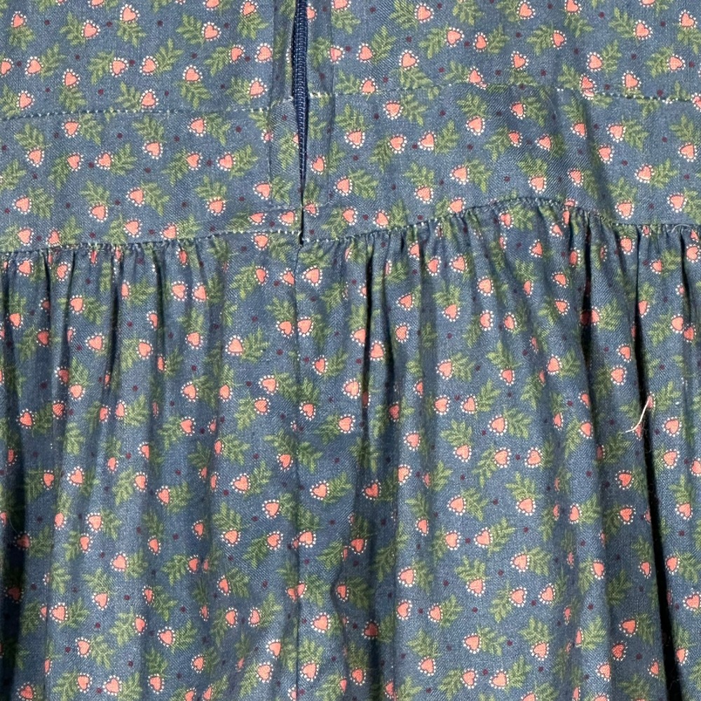 Vtg Prairie Country School Dress Blue‎ Floral High Neck Cottage Core Small - Picture 11 of 15